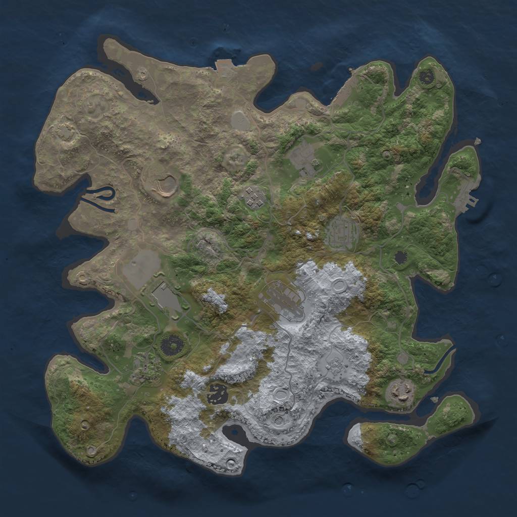 Rust Map: Procedural Map, Size: 3550, Seed: 41702891, 17 Monuments