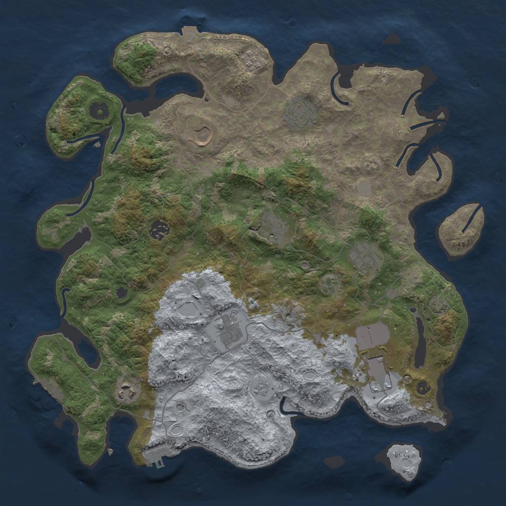 Rust Map: Procedural Map, Size: 3900, Seed: 12128623, 17 Monuments