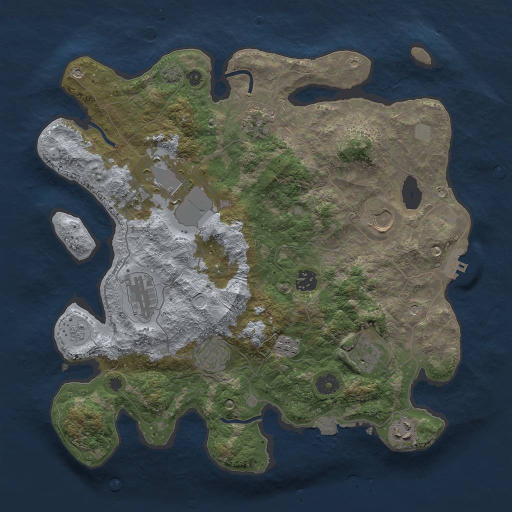 Rust Map: Procedural Map, Size: 3500, Seed: 938242259, 16 Monuments