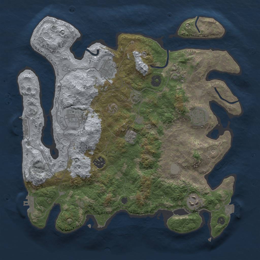 Rust Map: Procedural Map, Size: 3450, Seed: 35387981, 15 Monuments