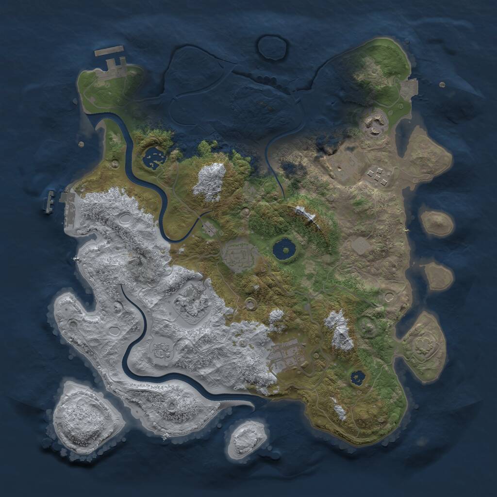 Rust Map: Procedural Map, Size: 3450, Seed: 4108749, 13 Monuments
