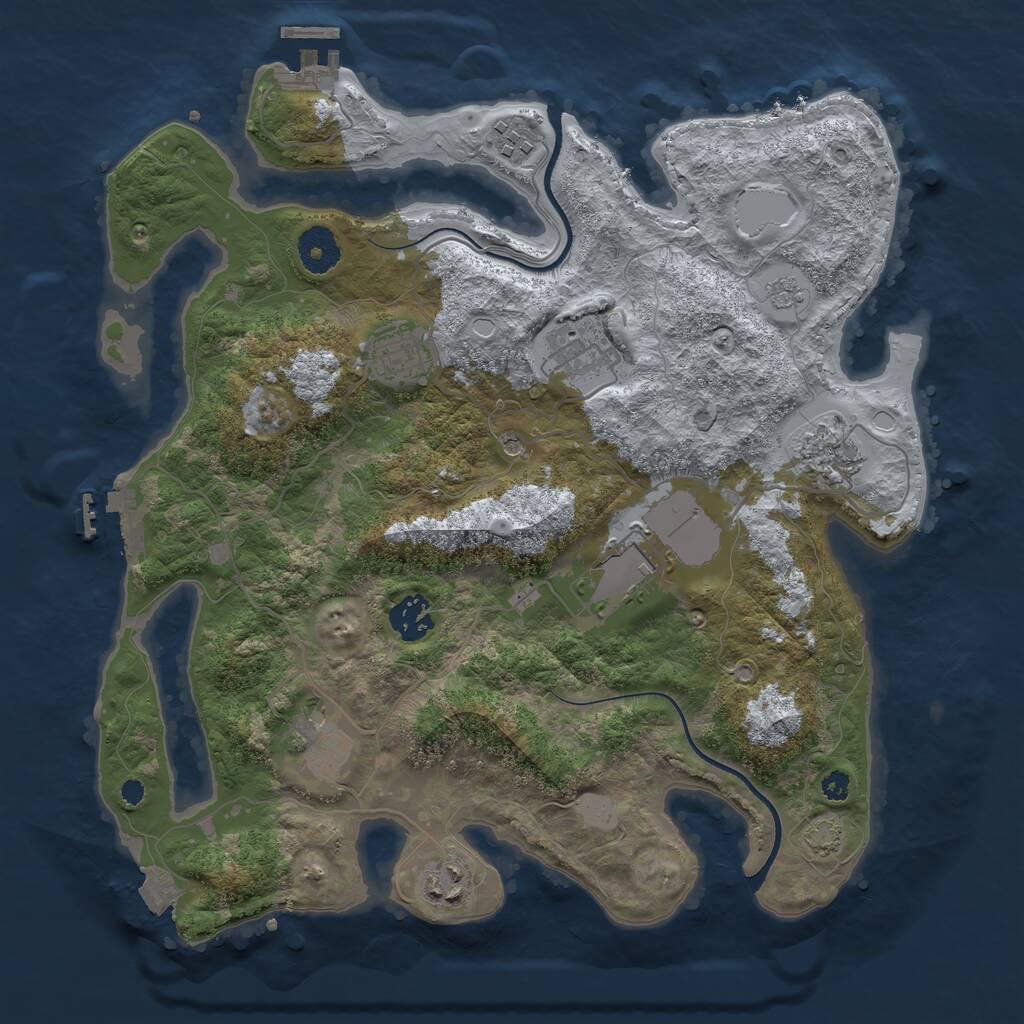 Rust Map: Procedural Map, Size: 3500, Seed: 2030252, 14 Monuments