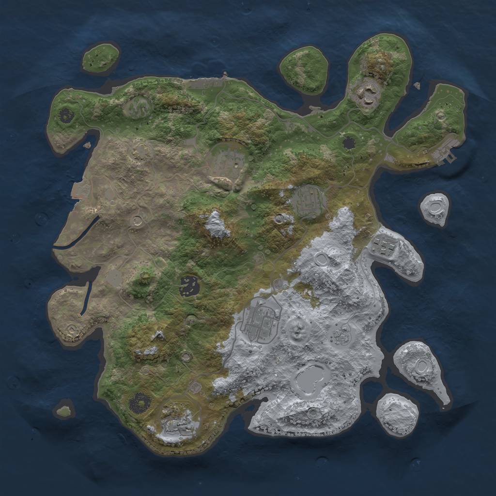 Rust Map: Procedural Map, Size: 3450, Seed: 75356864, 15 Monuments