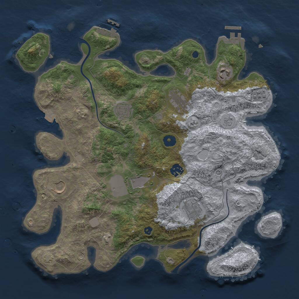 Rust Map: Procedural Map, Size: 3650, Seed: 57412296, 14 Monuments