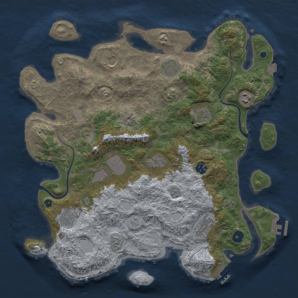 Rust Map: Procedural Map, Size: 3950, Seed: 78332486, 15 Monuments