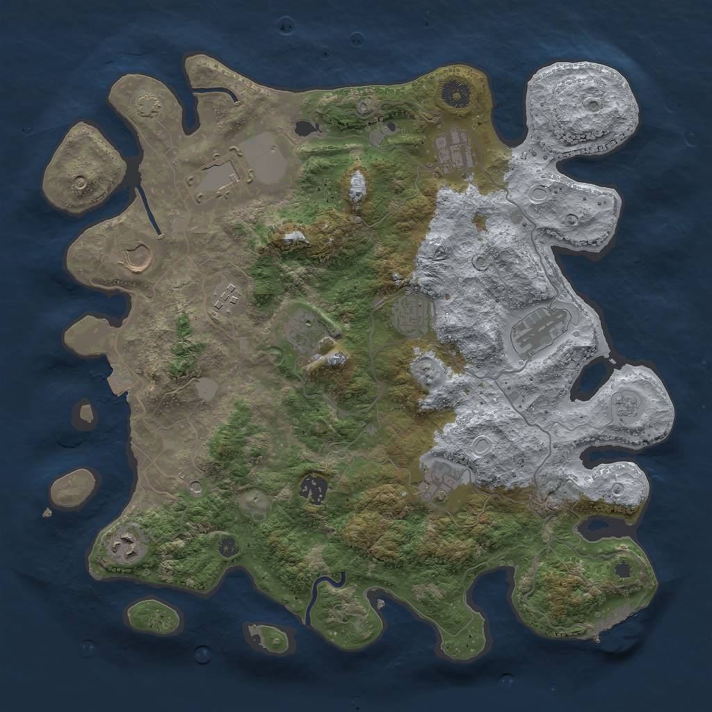 Rust Map: Procedural Map, Size: 3750, Seed: 49248745, 17 Monuments