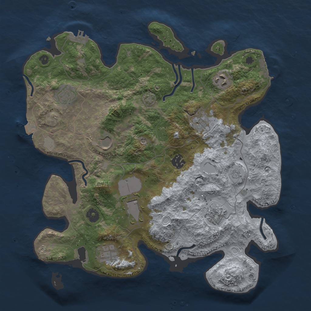 Rust Map: Procedural Map, Size: 3500, Seed: 10522813, 16 Monuments