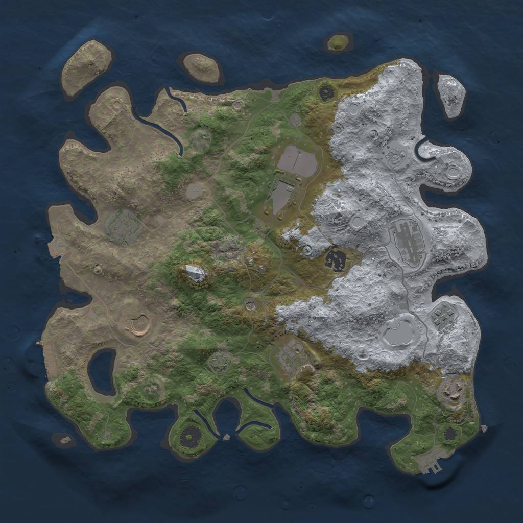 Rust Map: Procedural Map, Size: 3650, Seed: 9551872, 16 Monuments