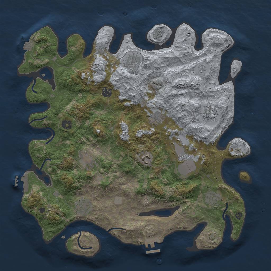 Rust Map: Procedural Map, Size: 3950, Seed: 51883769, 18 Monuments