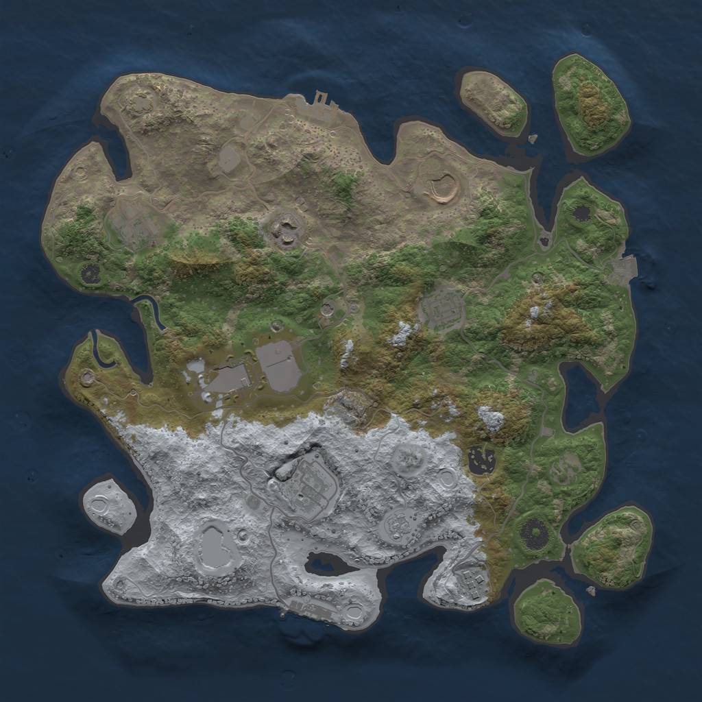 Rust Map: Procedural Map, Size: 3600, Seed: 44955973, 16 Monuments