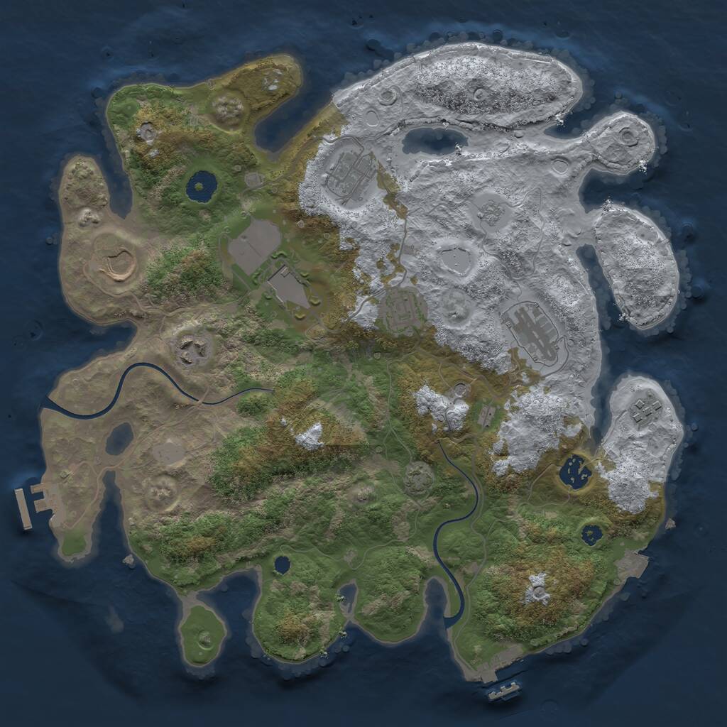 Rust Map: Procedural Map, Size: 3550, Seed: 71056633, 14 Monuments