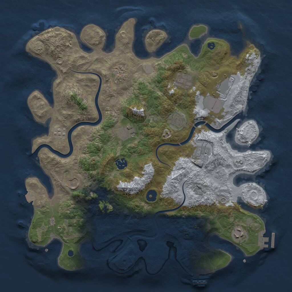 Rust Map: Procedural Map, Size: 3850, Seed: 32652169, 16 Monuments