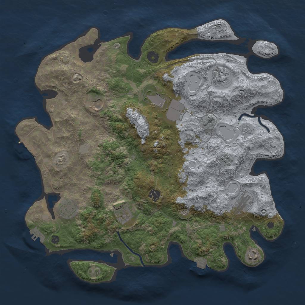 Rust Map: Procedural Map, Size: 3900, Seed: 50783845, 17 Monuments