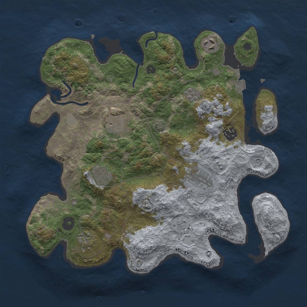 Rust Map: Procedural Map, Size: 3450, Seed: 68046262, 13 Monuments