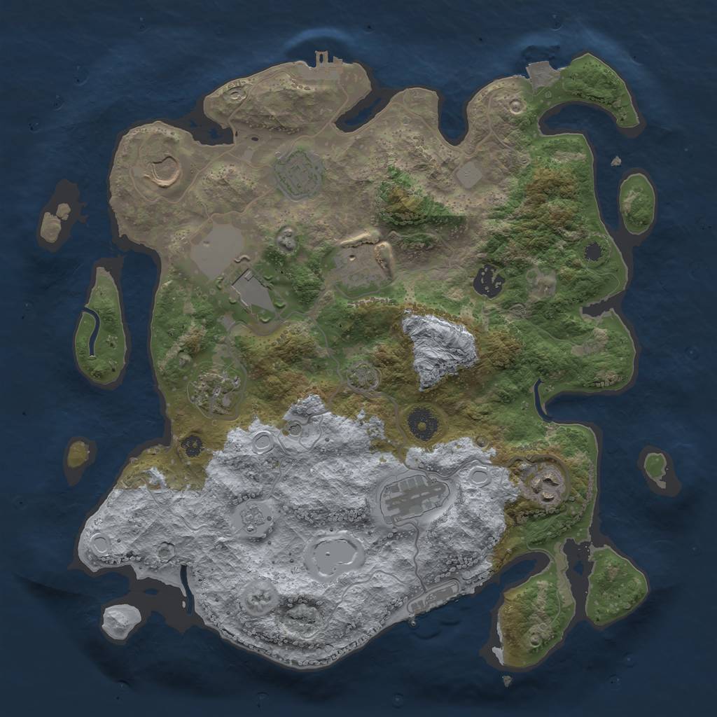 Rust Map: Procedural Map, Size: 3500, Seed: 56281631, 16 Monuments