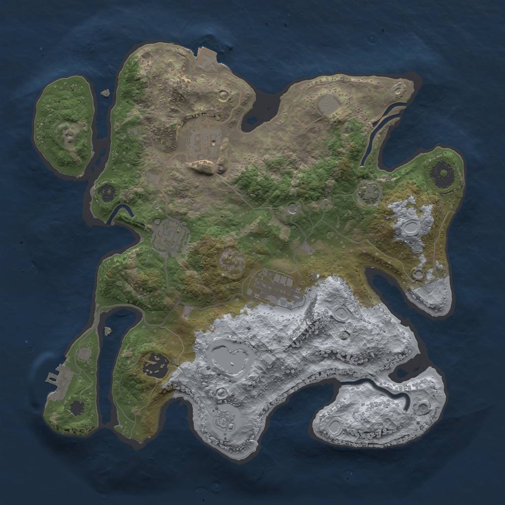 Rust Map: Procedural Map, Size: 3000, Seed: 1390301309, 11 Monuments