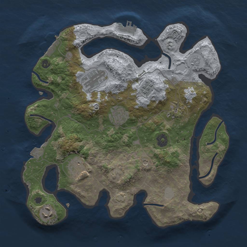Rust Map: Procedural Map, Size: 3000, Seed: 22548, 14 Monuments