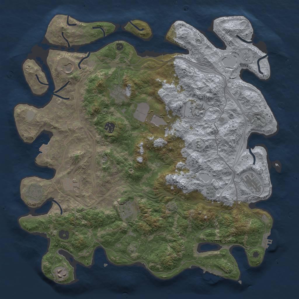 Rust Map: Procedural Map, Size: 4250, Seed: 93546279, 19 Monuments