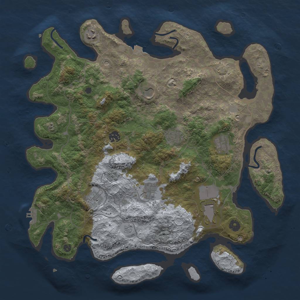 Rust Map: Procedural Map, Size: 4000, Seed: 159159, 16 Monuments