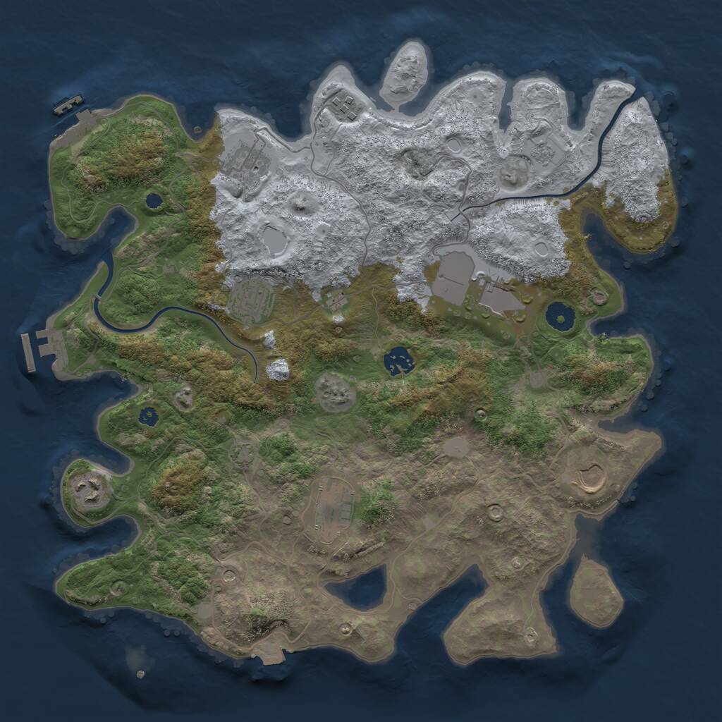 Rust Map: Procedural Map, Size: 3750, Seed: 344323749, 14 Monuments