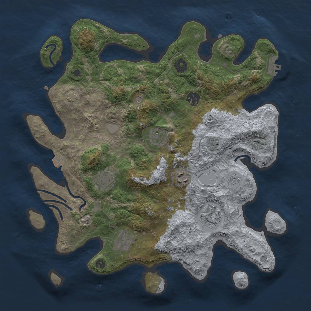 Rust Map: Procedural Map, Size: 3450, Seed: 38922771, 14 Monuments