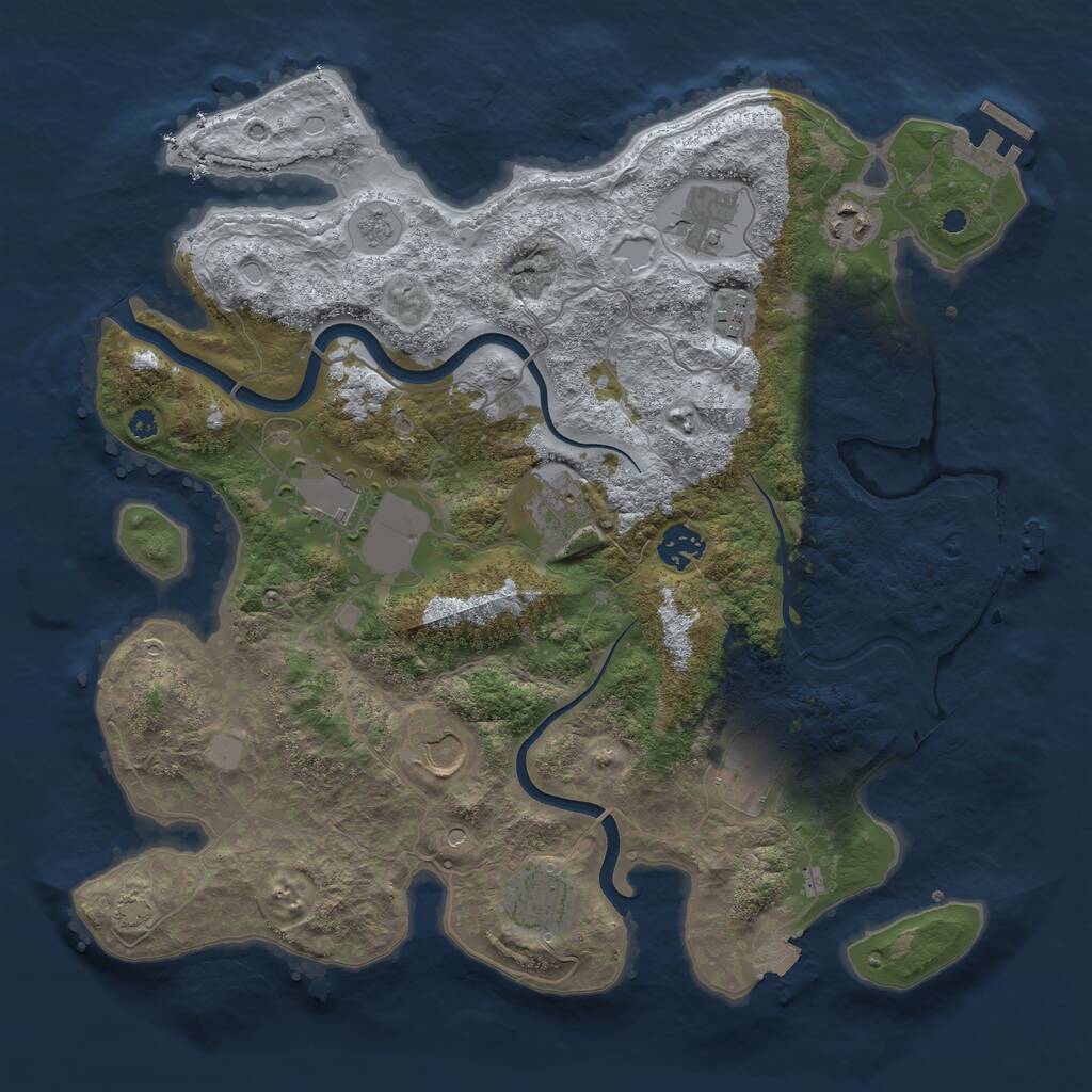 Rust Map: Procedural Map, Size: 3750, Seed: 64470493, 15 Monuments