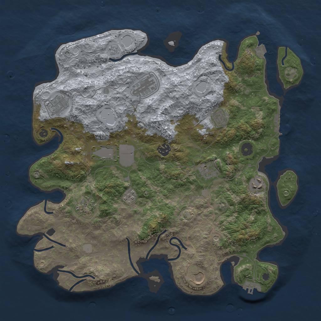 Rust Map: Procedural Map, Size: 3850, Seed: 32228964, 18 Monuments