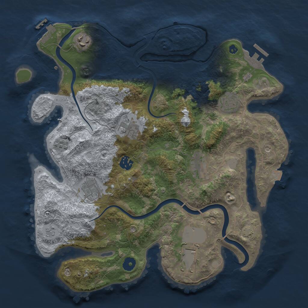 Rust Map: Procedural Map, Size: 3500, Seed: 57206824, 14 Monuments