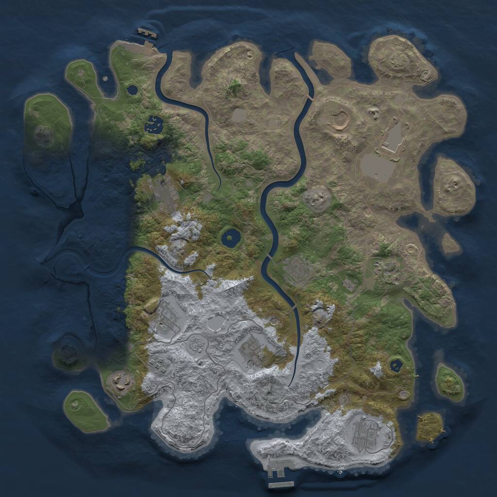 Rust Map: Procedural Map, Size: 3950, Seed: 1909422909, 17 Monuments