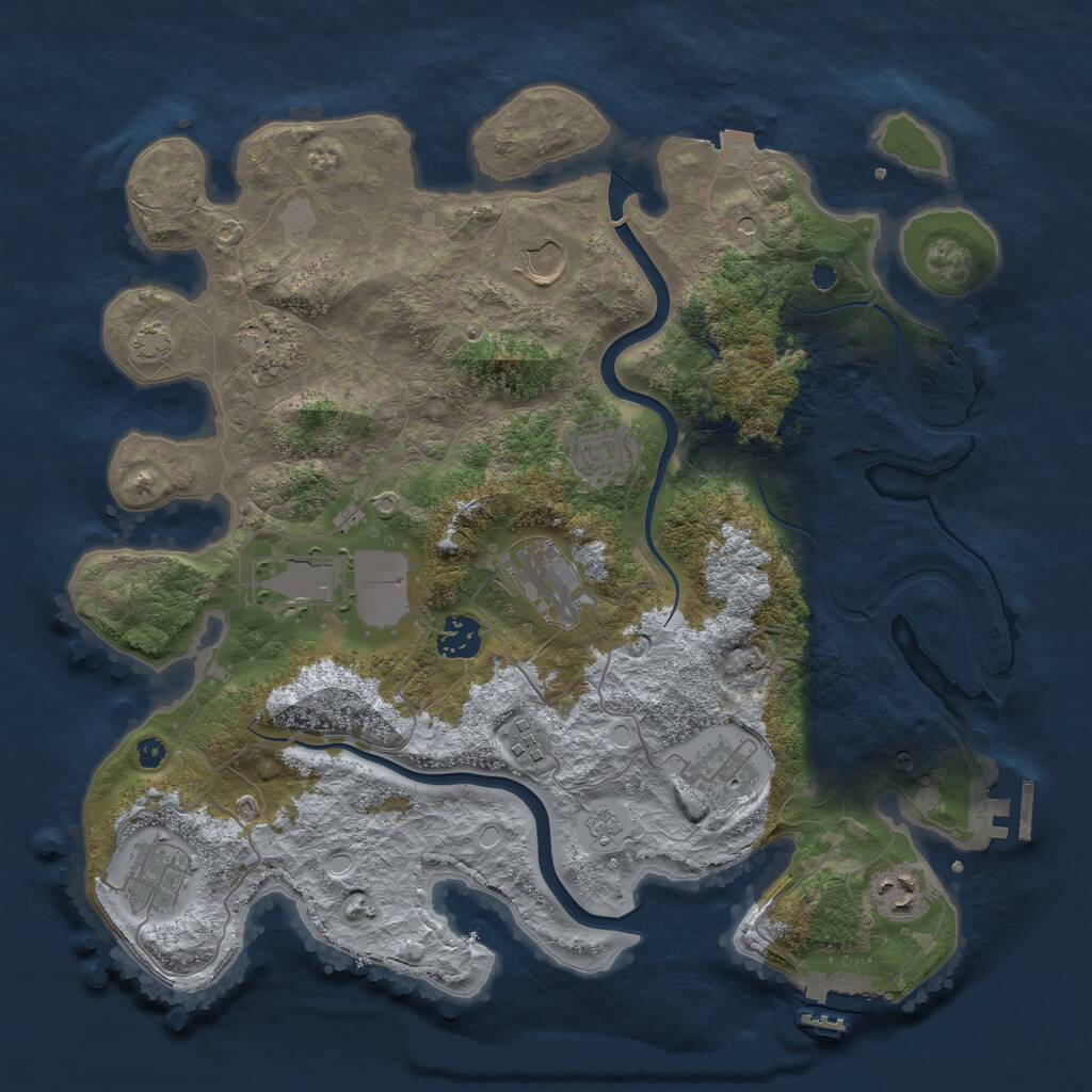 Rust Map: Procedural Map, Size: 3700, Seed: 8694575, 16 Monuments