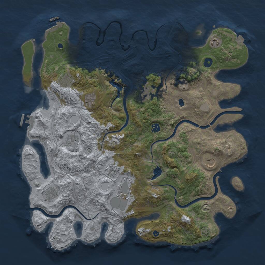 Rust Map: Procedural Map, Size: 4300, Seed: 71526294, 17 Monuments