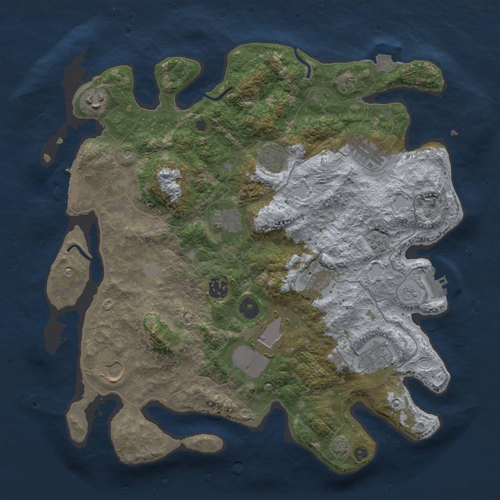 Rust Map: Procedural Map, Size: 3750, Seed: 41308082, 18 Monuments