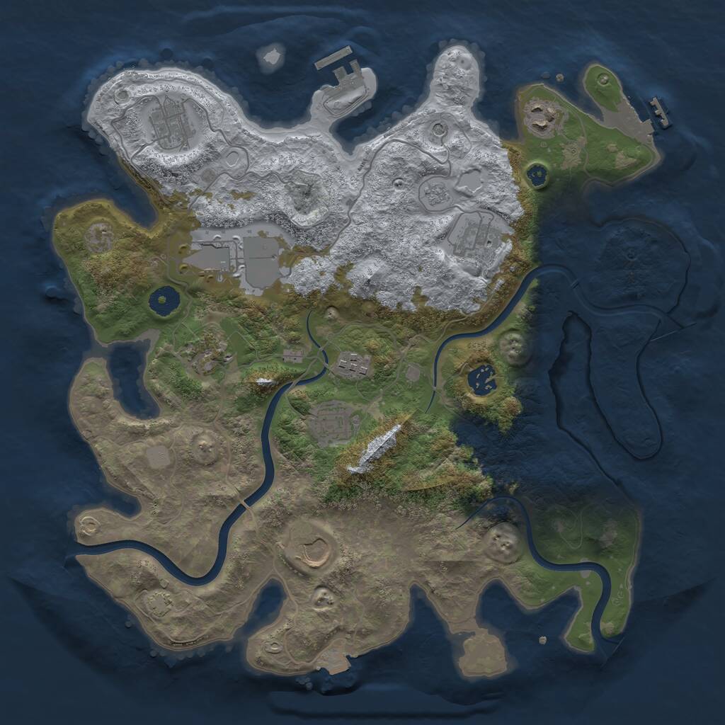 Rust Map: Procedural Map, Size: 3700, Seed: 2090493105, 15 Monuments