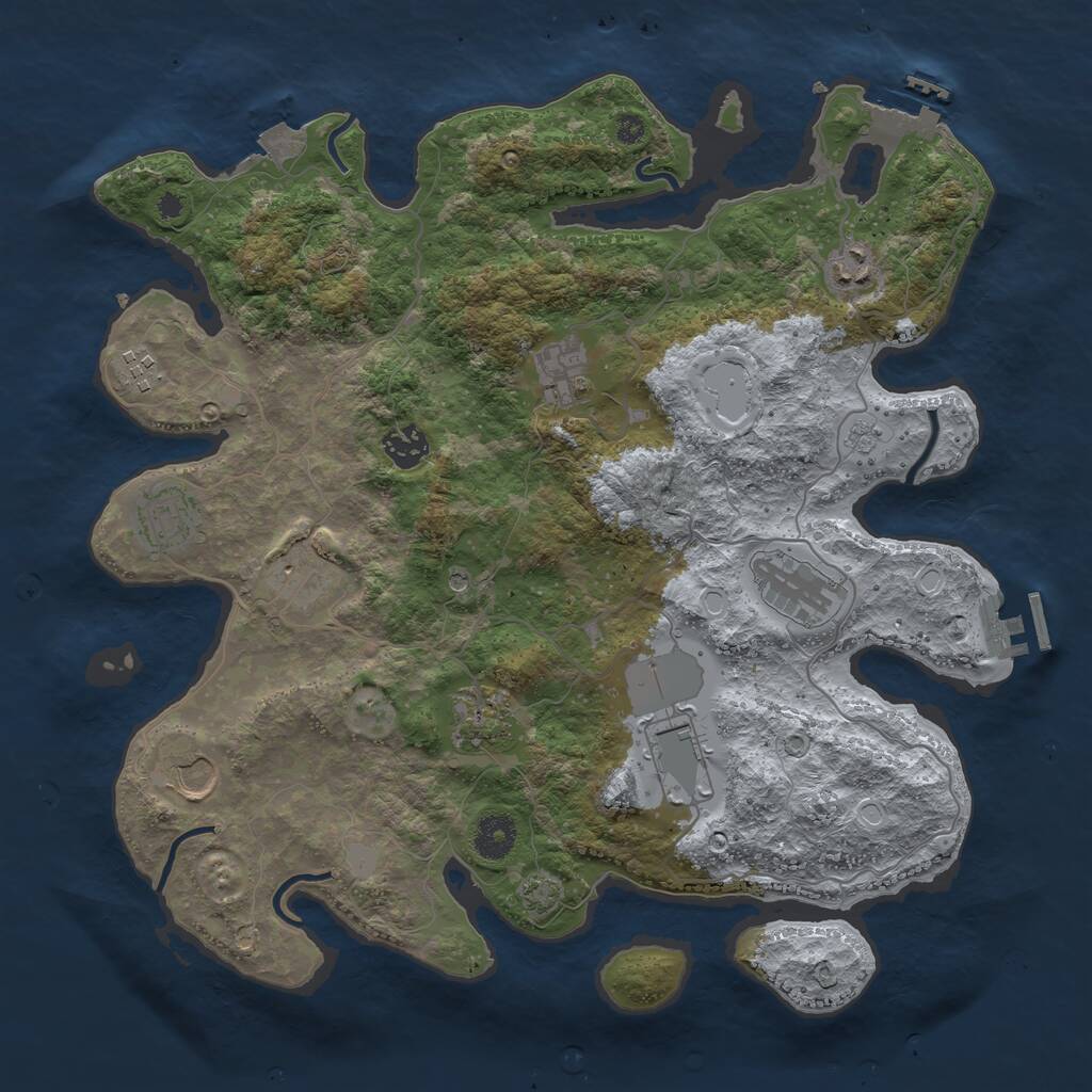 Rust Map: Procedural Map, Size: 3750, Seed: 4546773, 16 Monuments