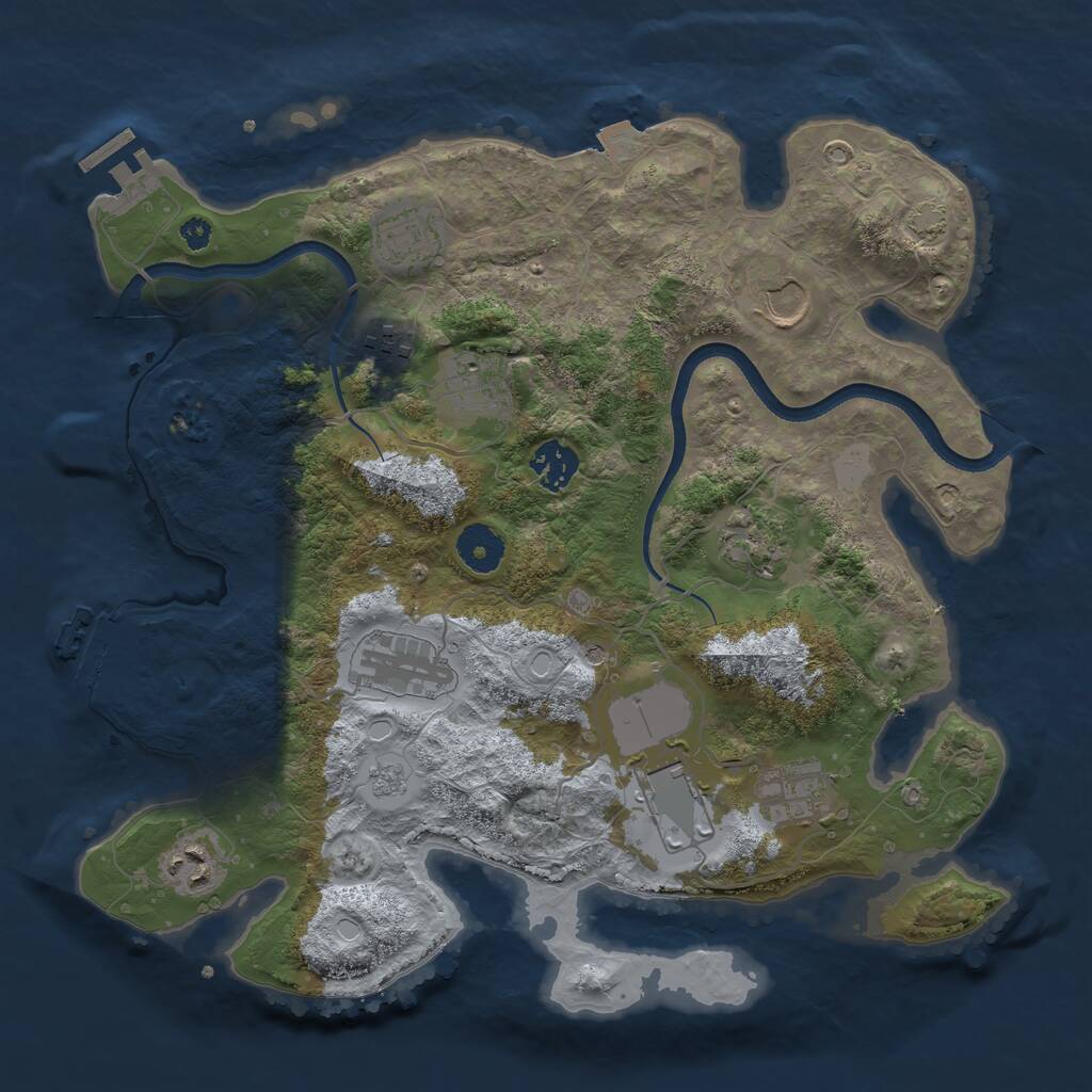 Rust Map: Procedural Map, Size: 3500, Seed: 14813849, 16 Monuments