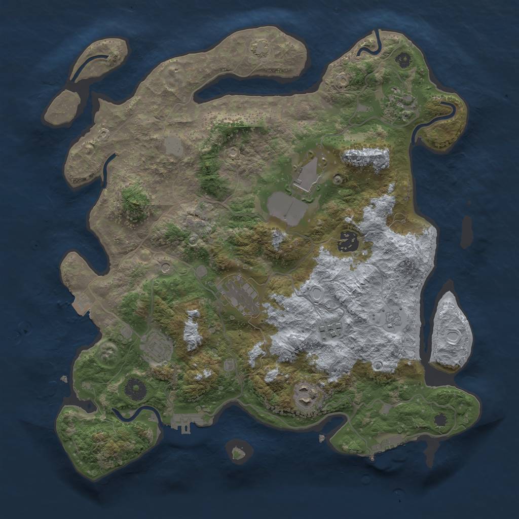 Rust Map: Procedural Map, Size: 3550, Seed: 18074968, 15 Monuments