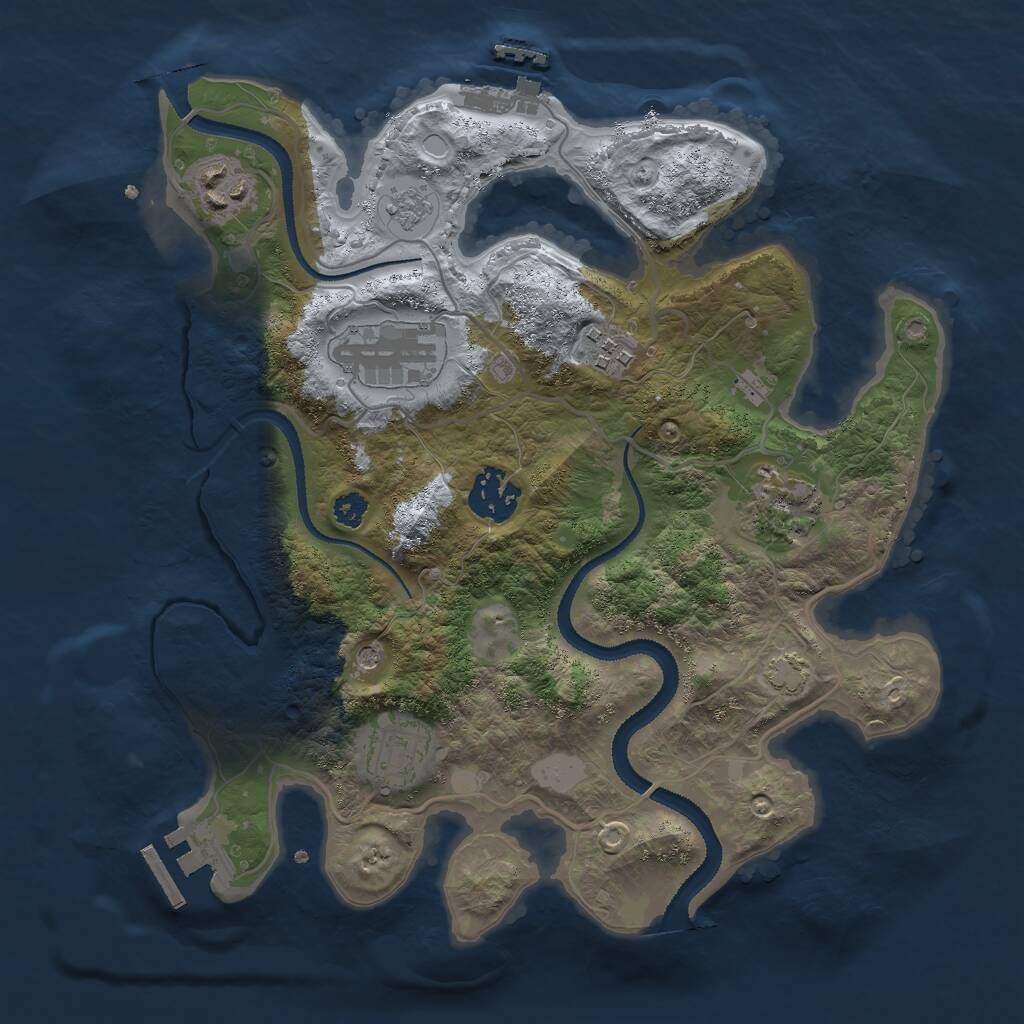 Rust Map: Procedural Map, Size: 3000, Seed: 592186, 12 Monuments
