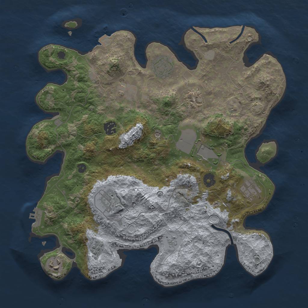 Rust Map: Procedural Map, Size: 3500, Seed: 82918093, 16 Monuments