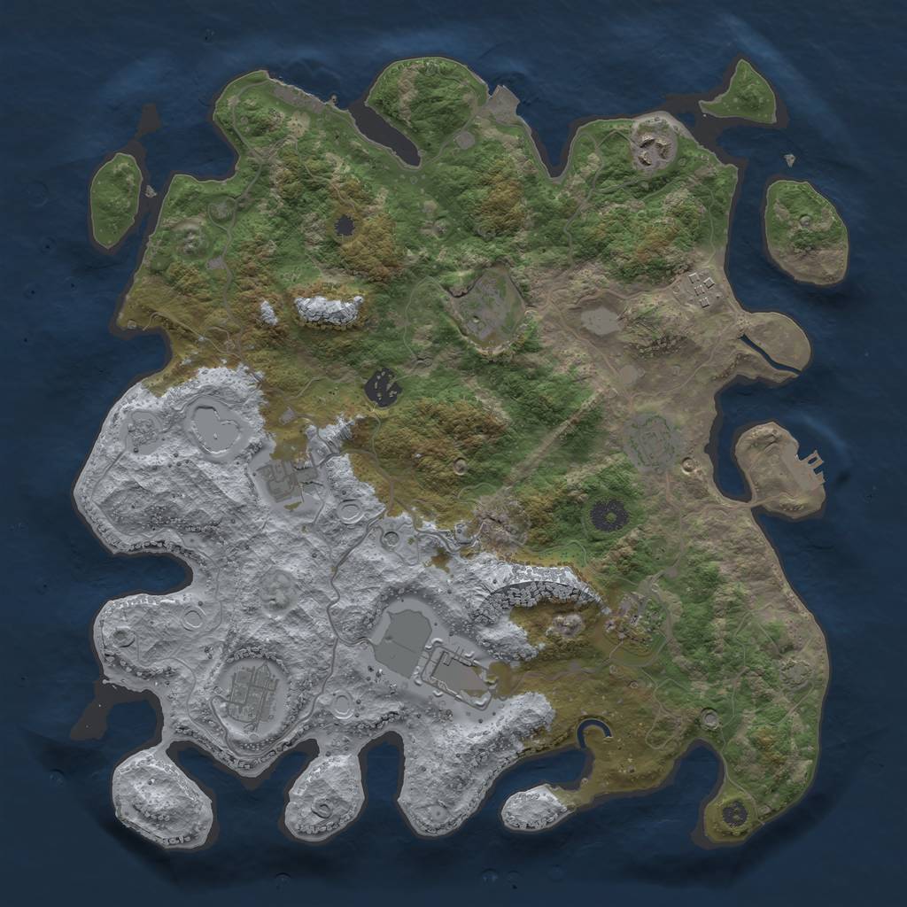Rust Map: Procedural Map, Size: 3800, Seed: 54784030, 17 Monuments