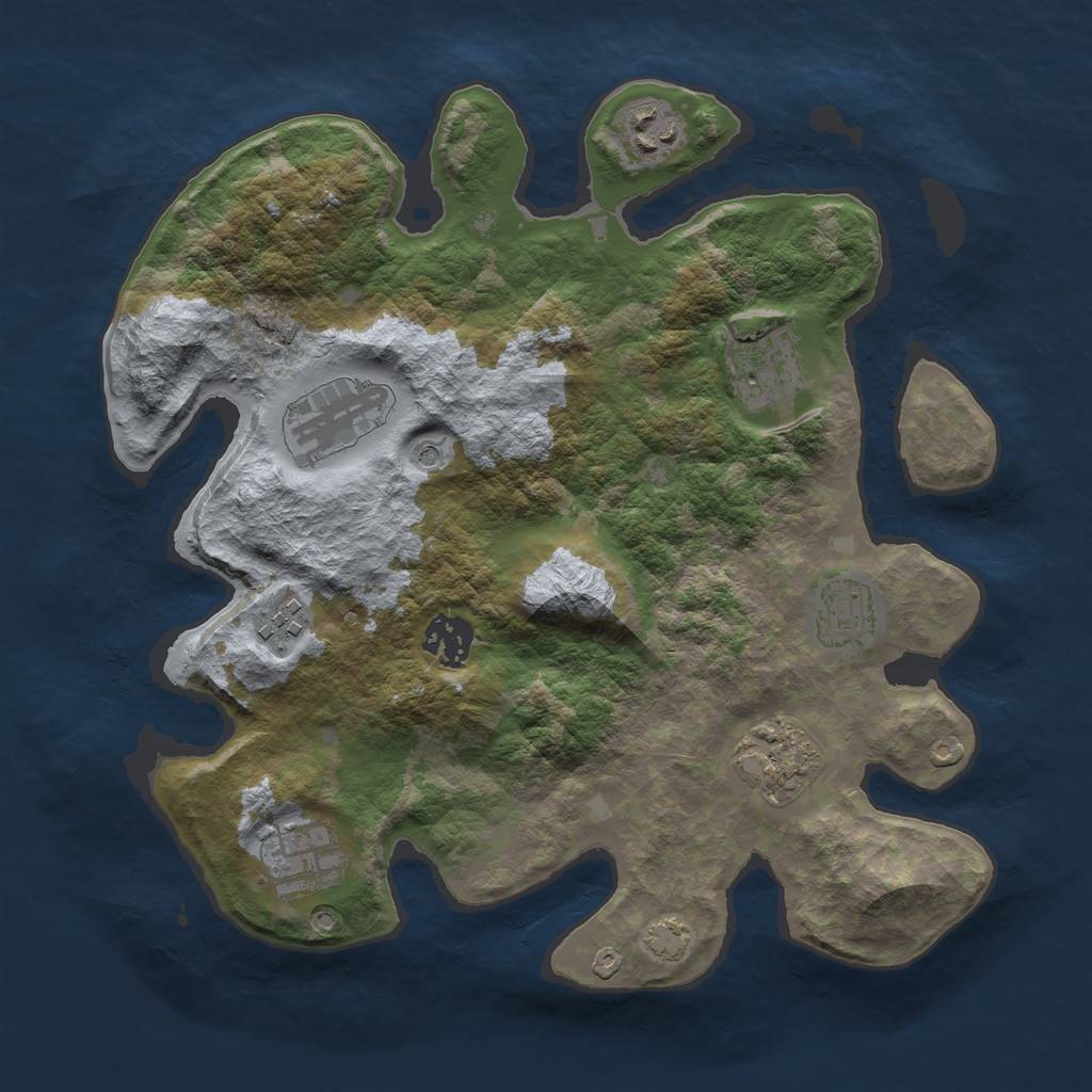 Rust Map: Barren, Size: 3200, Seed: 879453, 12 Monuments