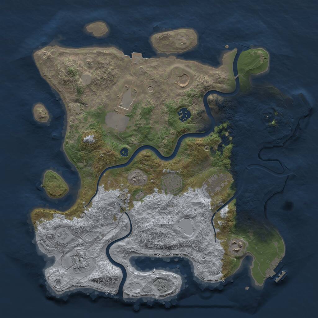 Rust Map: Procedural Map, Size: 3650, Seed: 35991256, 14 Monuments
