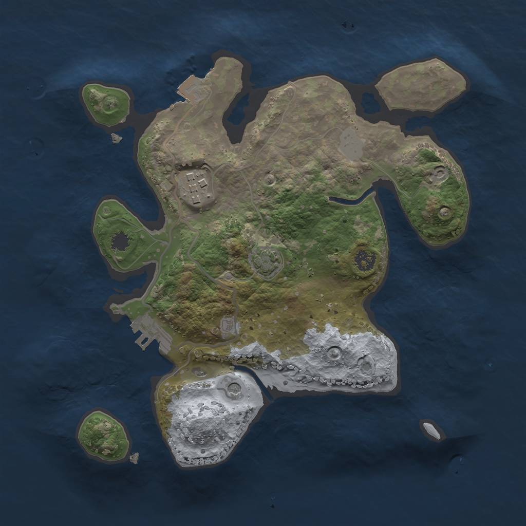 Rust Map: Procedural Map, Size: 2500, Seed: 1363643487, 7 Monuments