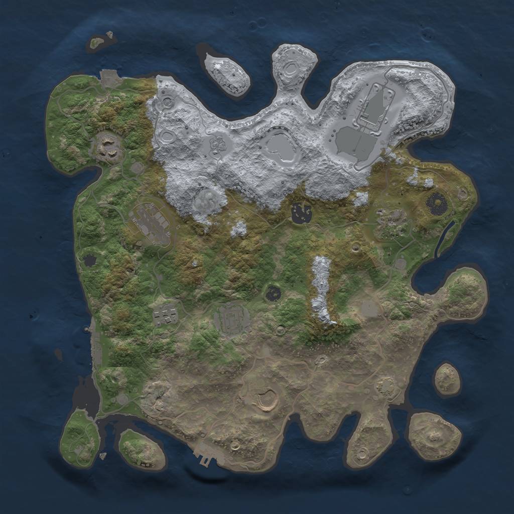 Rust Map: Procedural Map, Size: 3500, Seed: 30023278, 16 Monuments