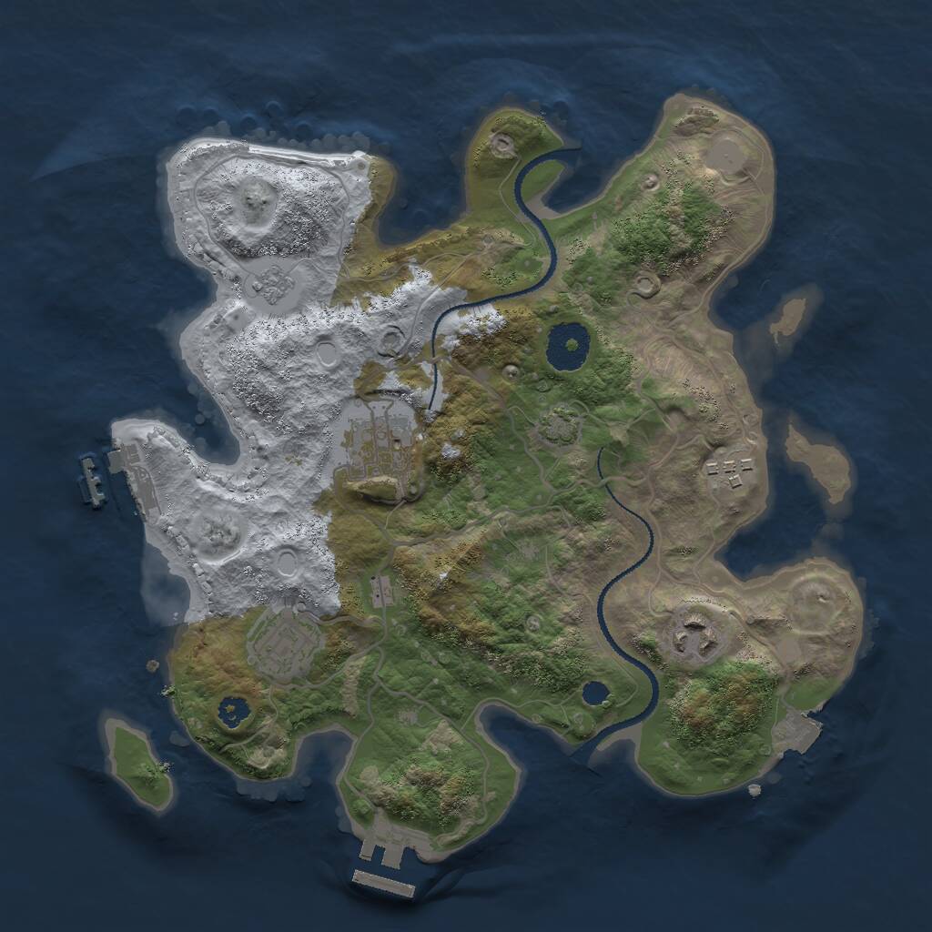 Rust Map: Procedural Map, Size: 3000, Seed: 523223849, 9 Monuments