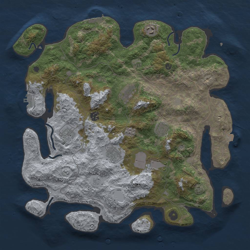 Rust Map: Procedural Map, Size: 4000, Seed: 10523, 16 Monuments
