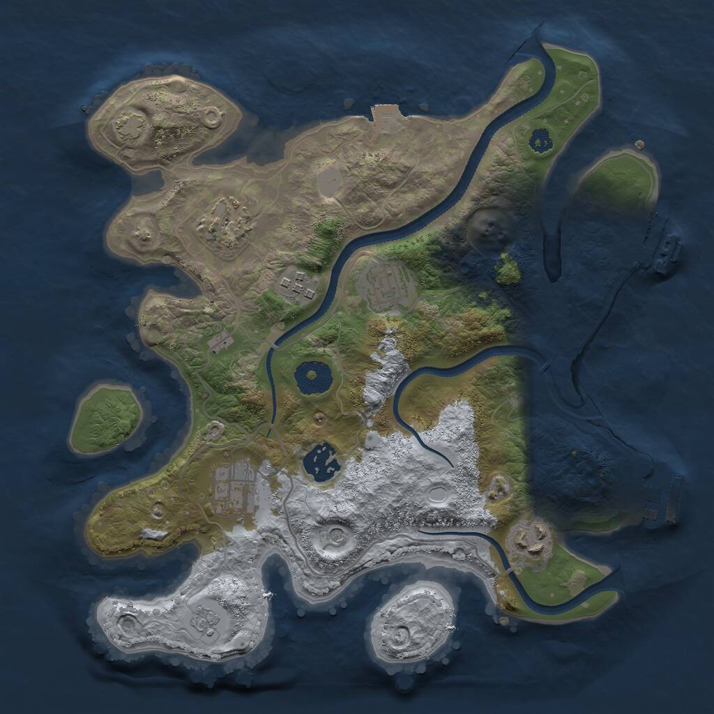 Rust Map: Procedural Map, Size: 3000, Seed: 12649027, 12 Monuments