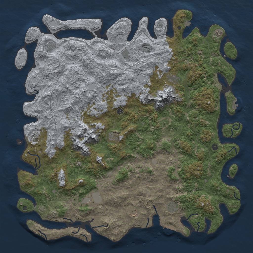 Rust Map: Procedural Map, Size: 6000, Seed: 1580629794, 19 Monuments