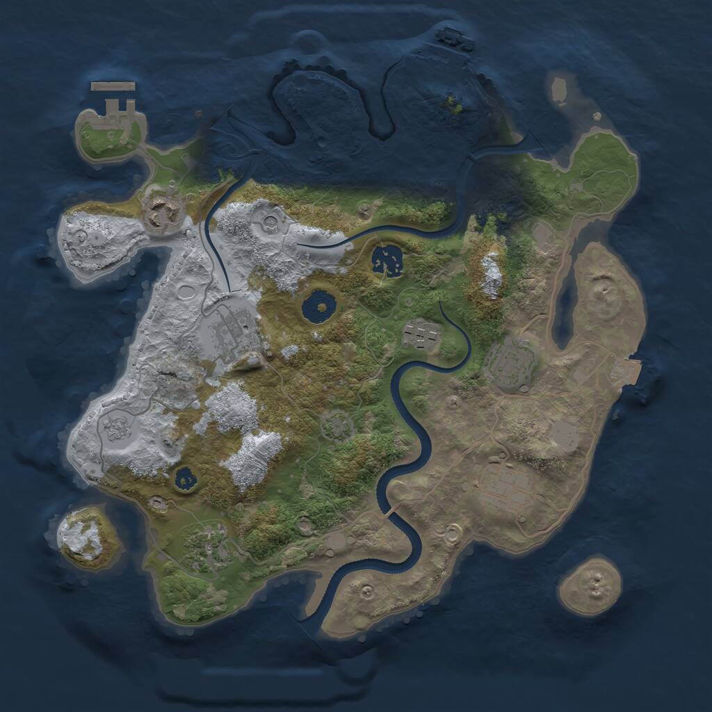 Rust Map: Procedural Map, Size: 3250, Seed: 369818202, 13 Monuments