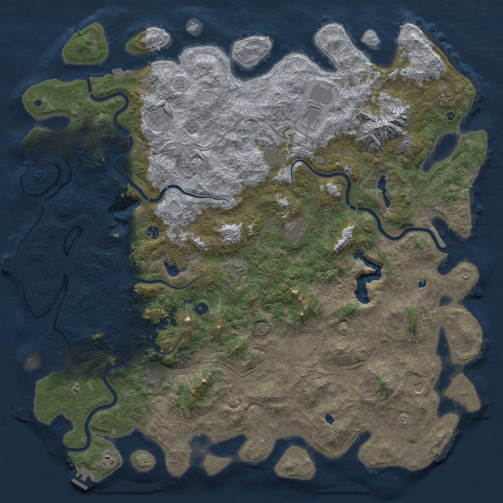 Rust Map: Procedural Map, Size: 6000, Seed: 1460323737, 17 Monuments