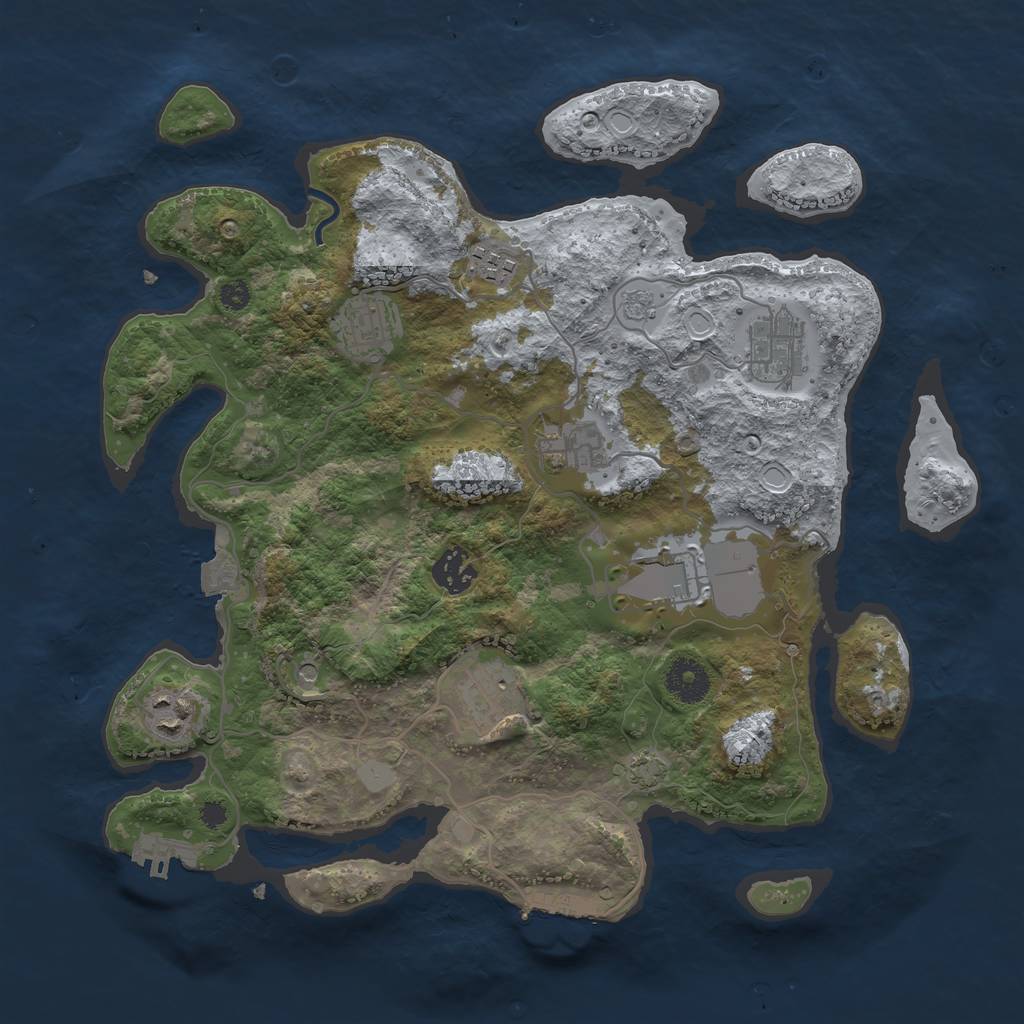 Rust Map: Procedural Map, Size: 3500, Seed: 498801049, 16 Monuments